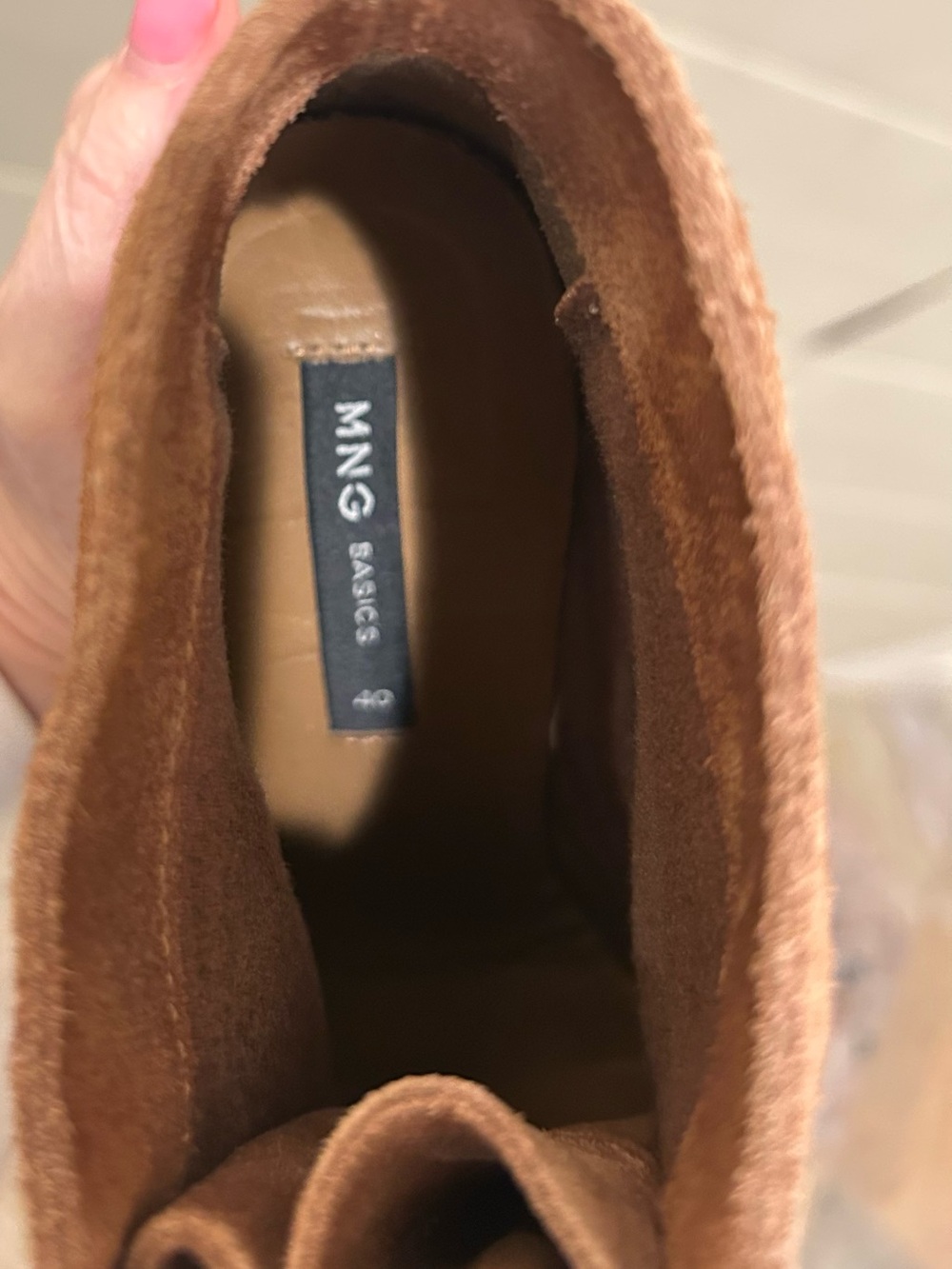 Mango Suede Lace-Up Wedge Booties — Tan, Size 9 - Picture 8 of 10